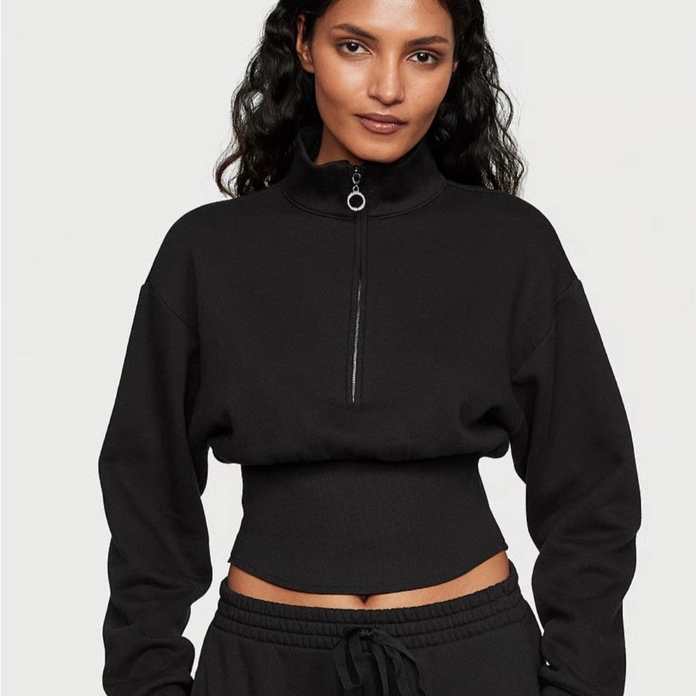 NWT Victoria’s Secret Cotton Fleece half-zip corset pullover